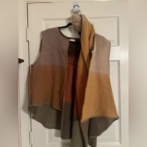 Anthropologie Plaid vest + scarf combo